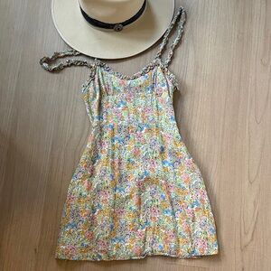 EUC Zara Mini Dress with Ruffled straps and Neckline Pastel Floral Colors XXS